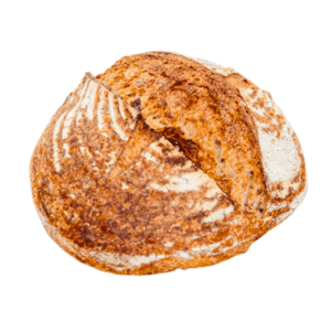 Hogaza de masa madre artesanal con harina blanca y corteza crujiente